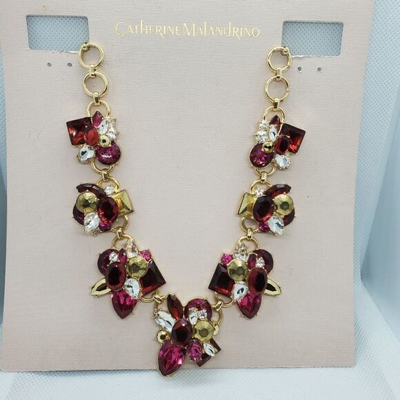 NWT Catherine Malandrino Gold, Red, & Pink Necklace - Picture 2 of 3